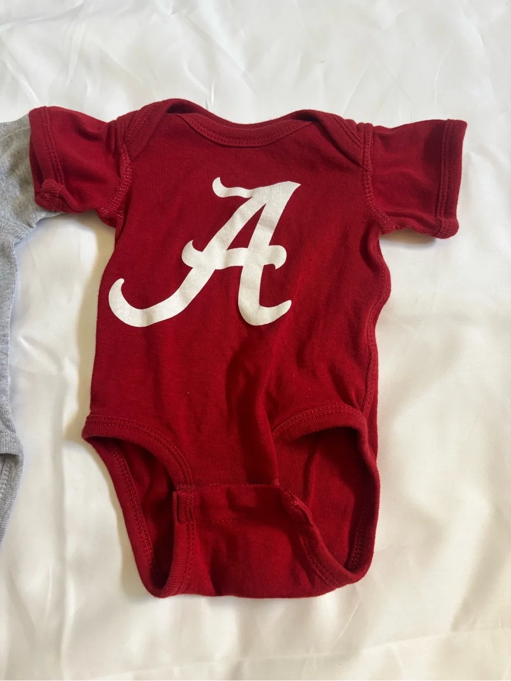 2-Pack Newborn Alabama Crimson Tide Baby Bodysuits Script A Elephant Gray